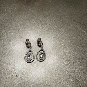 Elegant Silver and Purple Teardrop Earrings